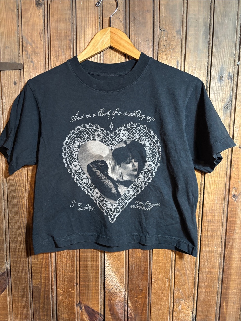 Taylor Swift Black Graphic Heart Crop Tee - Shirts & Tops